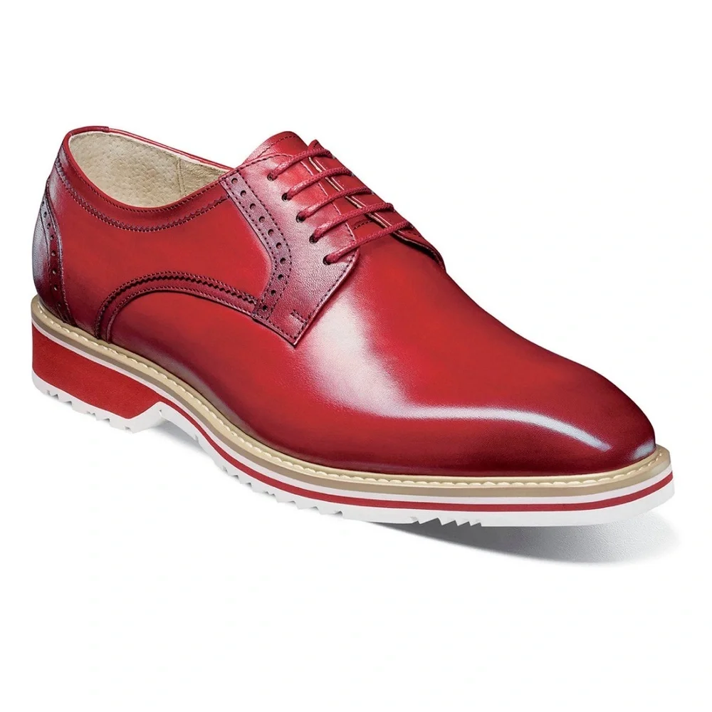 Stacy Adams Men's Barringer Plain Toe Oxford- Size 8- Red